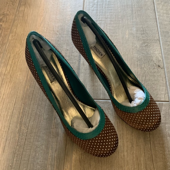 Steve Madden Brown Turquoise Pumps Heels Size 9 - Picture 4 of 7